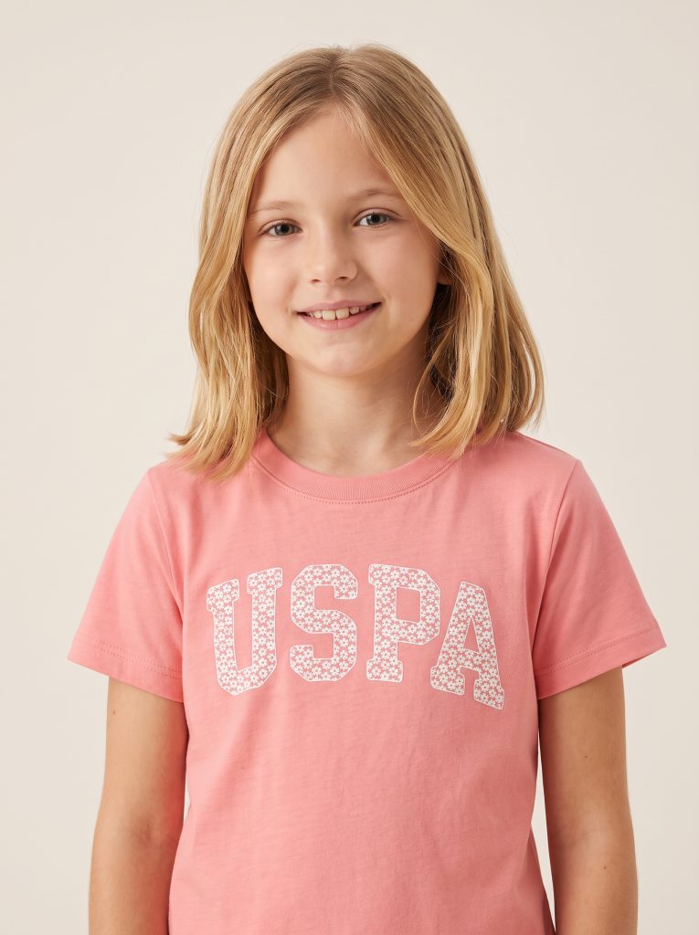 U.S POLO ASSN Girl's Peach t-Shirt
